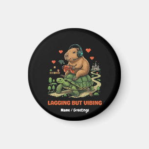 Imã Capivara Gamer Engraçada e Tartaruga Vibrando Mesm