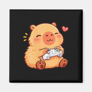 Imã Capivara kawaii de anime feminina jogando videogam