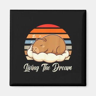 Imã Capivara sleepybara vivendo o sonho retrô vintage