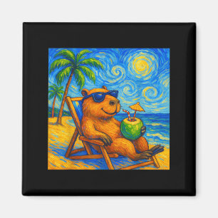 Imã Capivara Van Gogh Arte Praia Divertida Família Ver