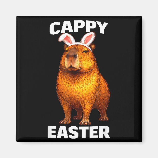 Imã Cappy Páscoa capivara orelha de coelho engraçado m (Frente)