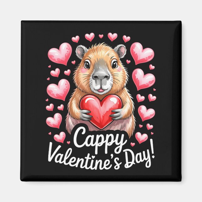 Imã Cappy Valentine’s Day Cute Capybara Heart Design P (Frente)