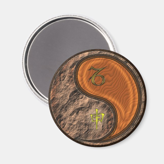 Imã Capricórnio & Macaco de Madeira (Front/Back)