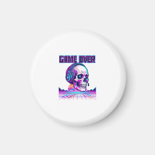 Imã Capuz Gráfico de Caveira de Jogo Retro Synthwave G