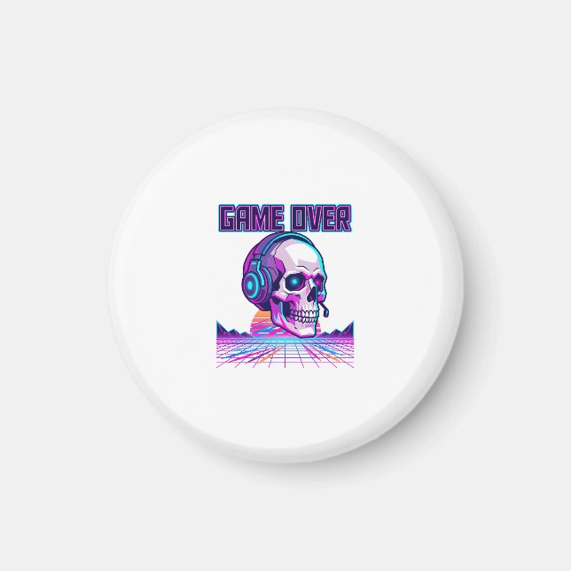 Imã Capuz Gráfico de Caveira de Jogo Retro Synthwave G (Frente)
