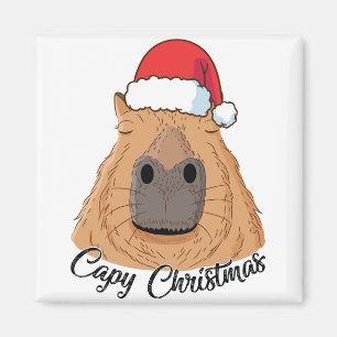 Imã Capy ou Huppy Christmas Capybara Holidays Papais n