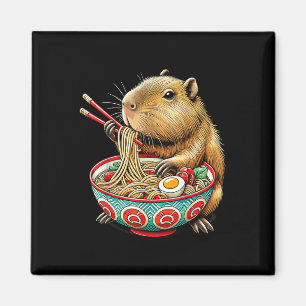 Imã Capybara ama Noodle Capybara comendo Ram Japonês