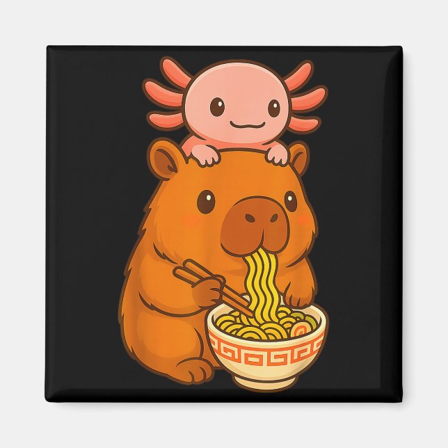 Imã Capybara Anime Ramen Axolotl Funny Graphic Kawaii  (Frente)