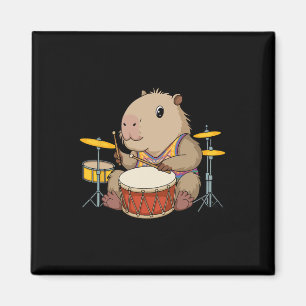 Imã Capybara Drummer Jogando Drums Rodents Funny Capyb