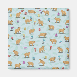 Imã Capybara e padrão de cogumelos