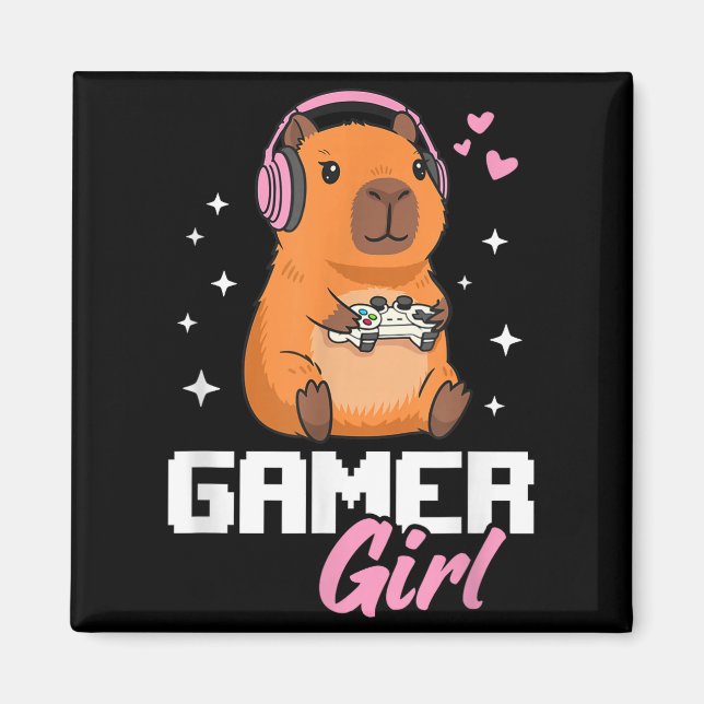 Imã Capybara Gamer Girl Gaming  (Frente)
