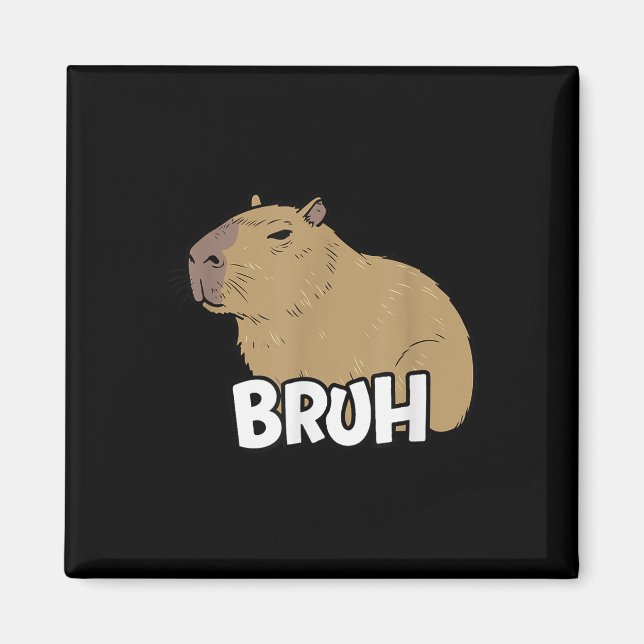 Imã Capybara Meme Dizendo Bruh Com Meninas Capybara (Frente)