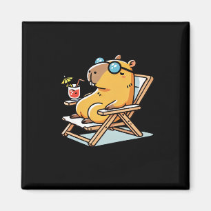 Imã Capybara Na Palavra De Relaxação Tropical De Praia