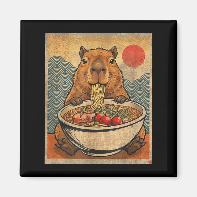 Imã Capybara Ramen Japanese Funny Graphic Kawaii Anime (Frente)