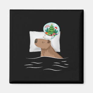 Imã Capybara Sleep Night Xmas Rodent Christmas Dream C