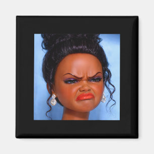 Imã Cara de boneca preta enojada e irritada meme Cara
