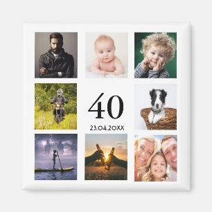 Imã cara de colagem de fotos de aniversário de 40 ano