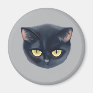 Imã Cara de Gato Preto Fofo