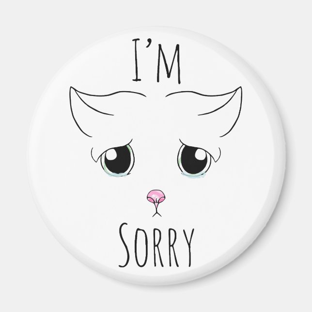 Imã Cara de Gato Triste: Desculpe (Frente)