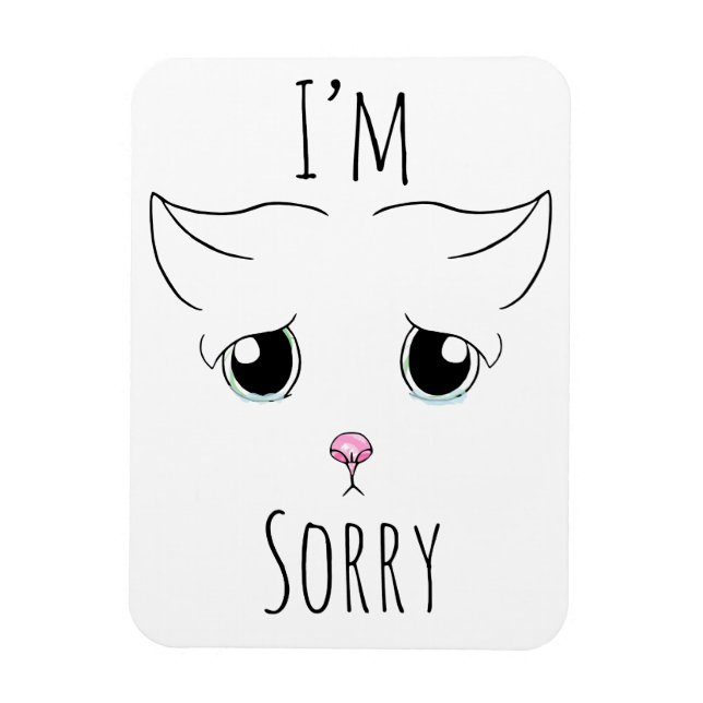 Ímã Cara de Gato Triste: Desculpe (Vertical)