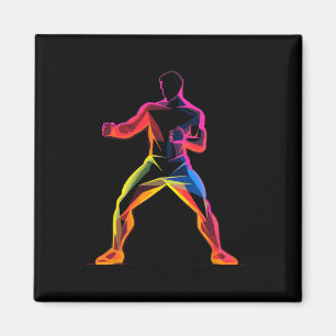 Imã Cara de Kickboxing Estilo Cartoon Kickboxer Savate