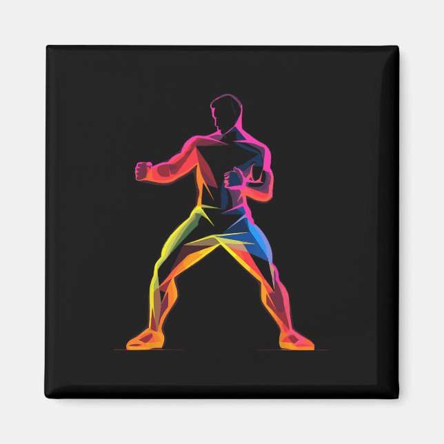 Imã Cara de Kickboxing Estilo Cartoon Kickboxer Savate (Frente)