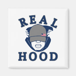 Imã cara DE SANGUE DA cinza azul EM HOODIE