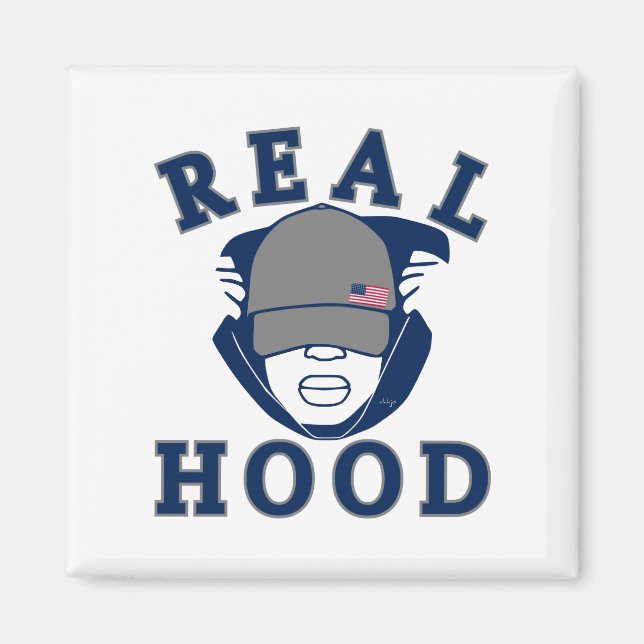 Imã cara DE SANGUE DA cinza azul EM HOODIE (Frente)