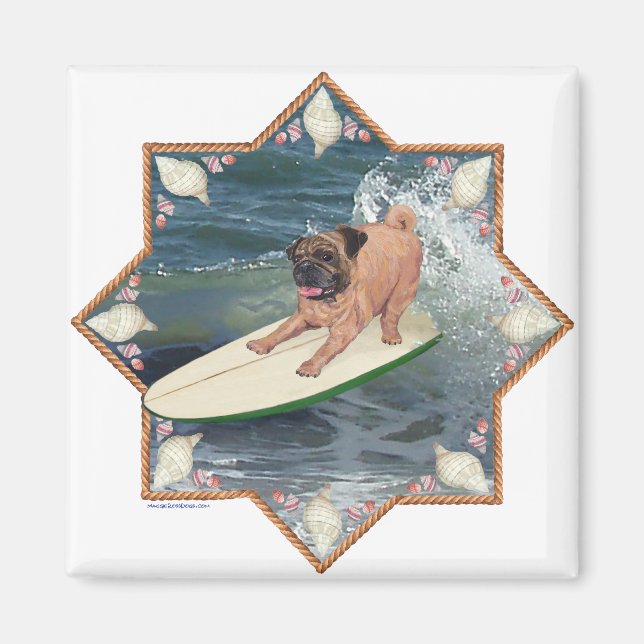 Imã Cara de Surfista Pug (Frente)
