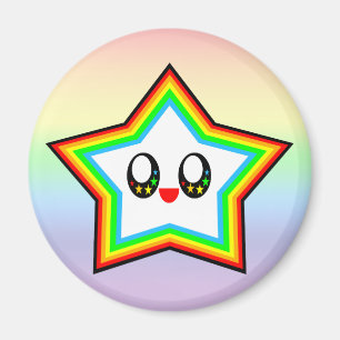 IMÃ CARA FELIZ DO ARCO-ÍRIS DA ESTRELA DE KAWAII