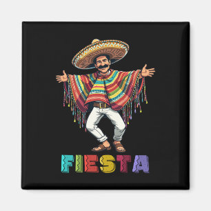 Imã Cara Mexicana Em Poncho Dançando Fiesta Cinco De M
