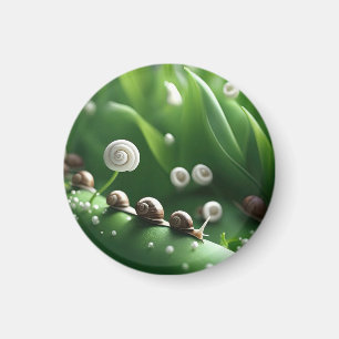 Imã Caracóis alinhados em plantas verdes