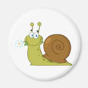 Imã Caracol com uma flor em sua boca