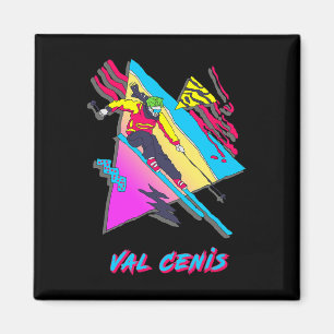 Imã Caractere De Esqui De Val Cenis Retro Com Abstrato