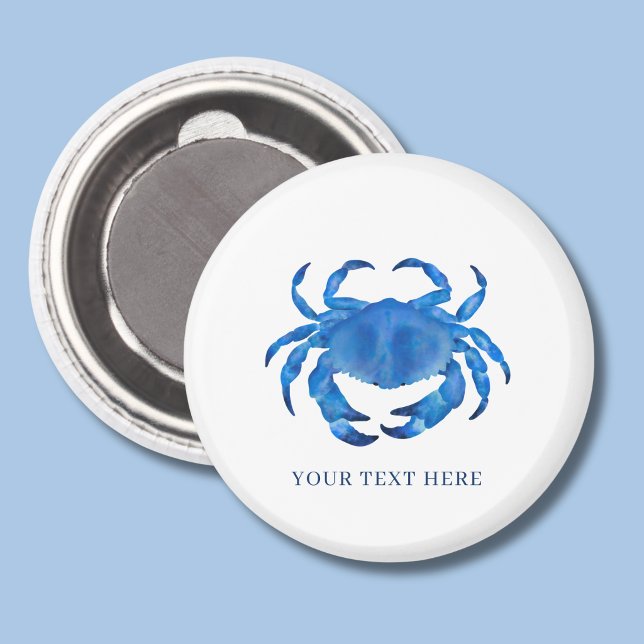 Imã Caranguejo azul costeiro (Blue coastal crab personalized magnet)