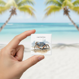 Imã caranguejo caminhando na praia, personalizável