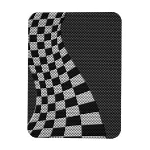 Ímã Carbon Fiber Like Racing Flag Wave Print
