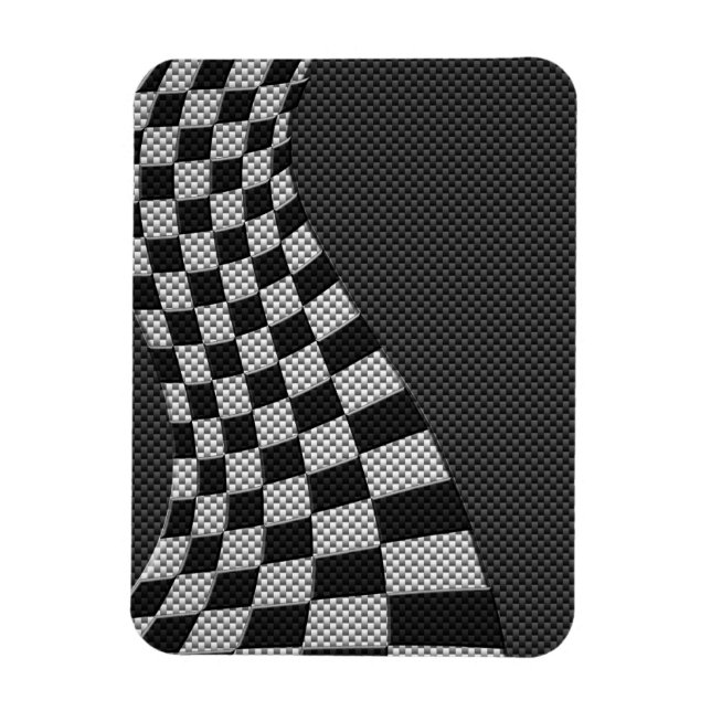 Ímã Carbon Fiber Like Racing Flag Wave Print (Vertical)