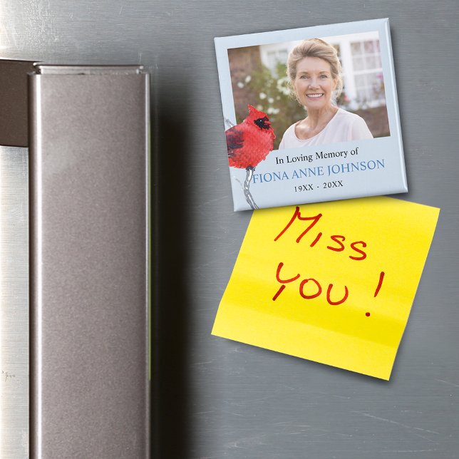 Imã Cardeal Na Memória De Amor Foto Memorial (Cardinal Sympathy In Loving Memory Photo Magnet)