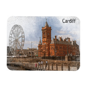 Ímã Cardiff Wales UK Viagens vintage