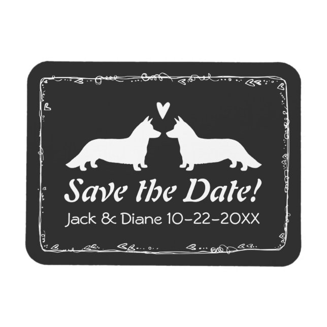 Ímã Cardigan Corgis Wedding Date (Salvar data) (Horizontal)