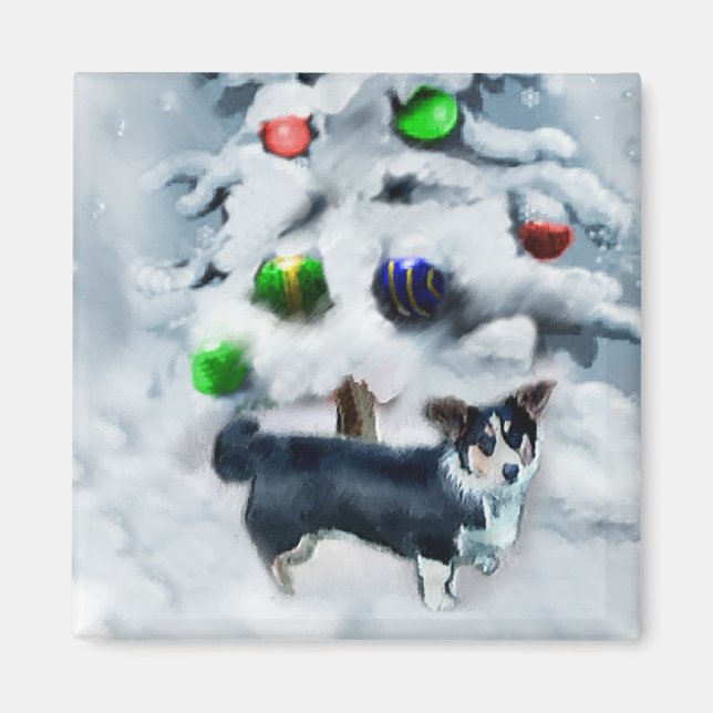 Imã Cardigan Welsh Corgi Natal (Frente)