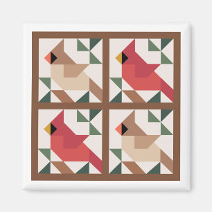 Imã Cardinal Barn Quilt Magnet