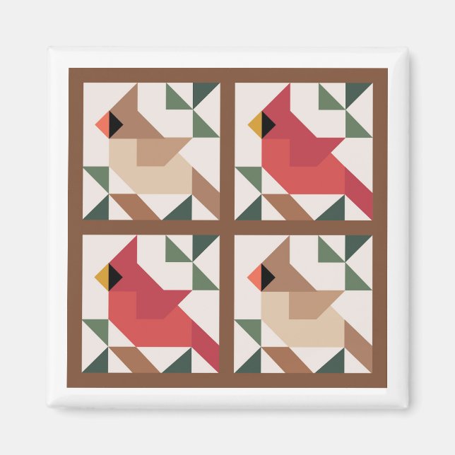 Imã Cardinal Barn Quilt Magnet (Frente)