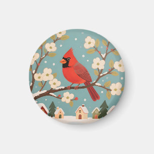 Imã Cardinal Vermelho no Ramo de Inverno