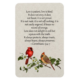 Ímã Cardinals and Dogwood Love is Pacient Love is Kind