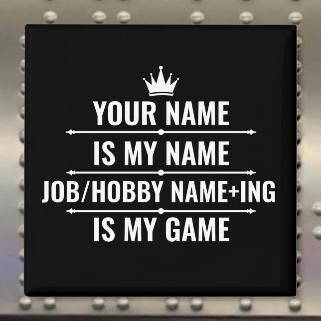 Imã Cargo Engraçado Personalizado e Nome do Hobby (Criador carregado)