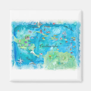 Imã Caribe das Antilhas do Mapa de Posteres de viagens
