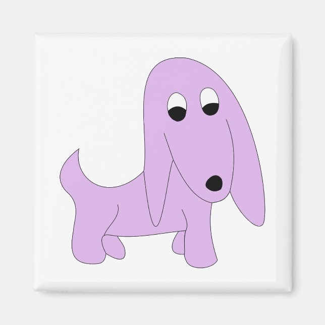 Imã Caricatura cachorro roxo Bonito Pooch (Frente)