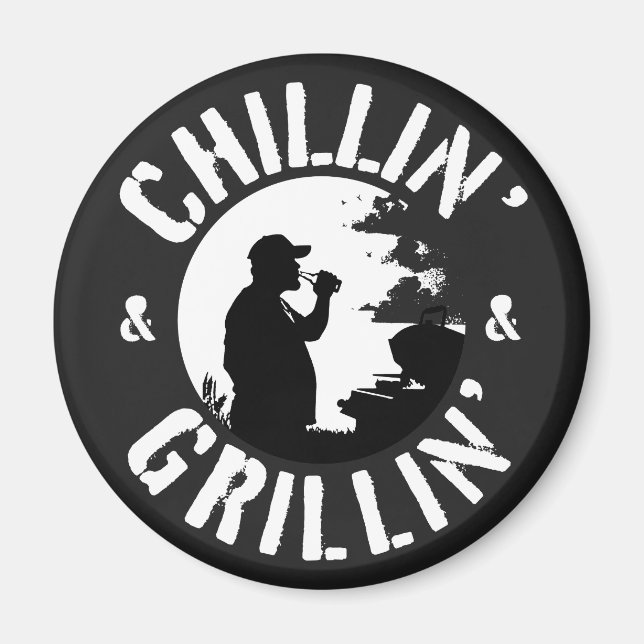Imã Carimbo branco Chillin’ & Grillin (Frente)